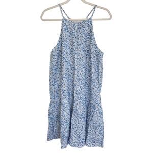 Tuckernuck Ditsy Floral Blue Cornflower Swing Sleeveless Halter Dress NWT Large